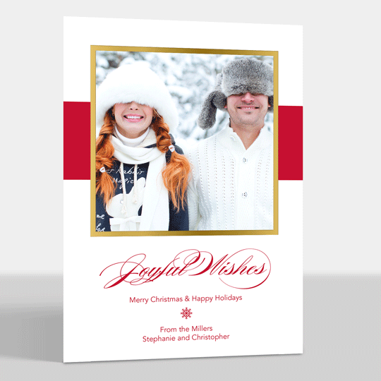 Red Joyful Wishes Photo Cards